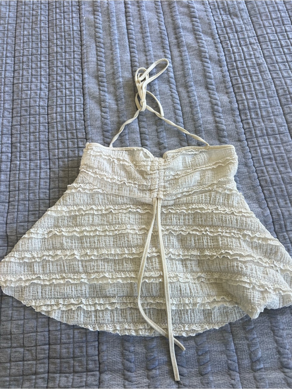 White Ruffled Women’s Skirt Halter Top